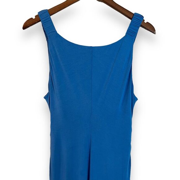 Rebecca Taylor Dress L French Blue Modal Twist Front Slit Sleeveless Midi $345 - Picture 10 of 11